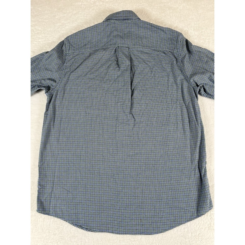 LL Bean 298276 Traditional Fit Blue Green White Houndstooth Flannel Men's M Reg - Picture 3 of 7